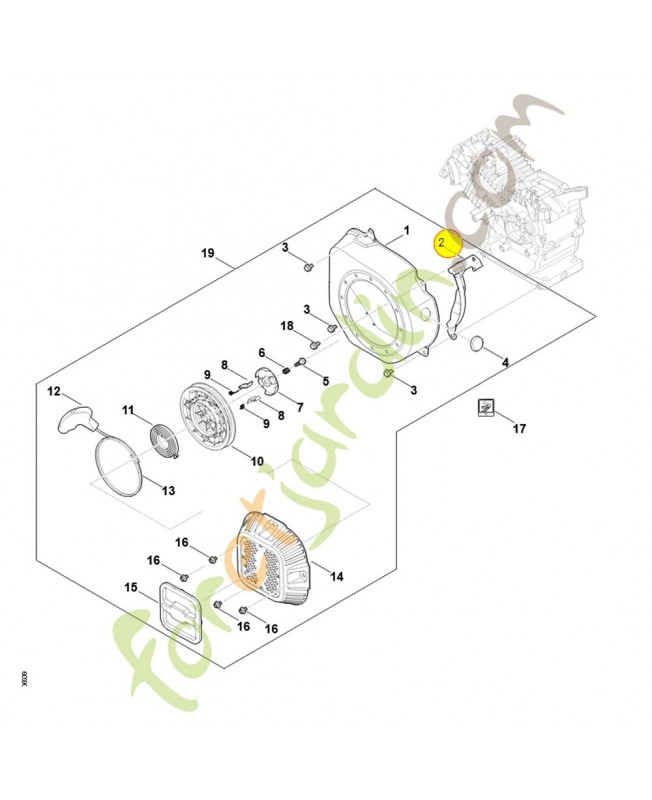 Déflecteur d'air 0004-087-3605. Pièce détachée Stihl / Vicking