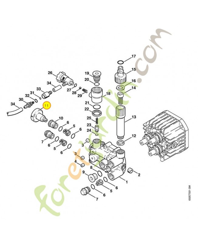 Manomètre re 361/461/471k 4731-512-0500. Pièce détachée Stihl / Vicking