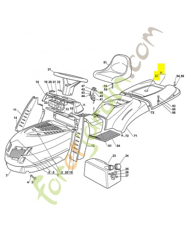 Couvercle du bac 6151-700-8911. Pièce de rechange Sithl / Vicking