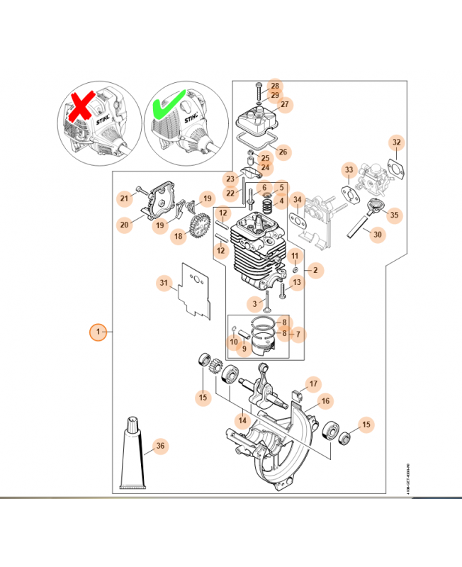 Shortblock stihl ref. 4180-020-0200