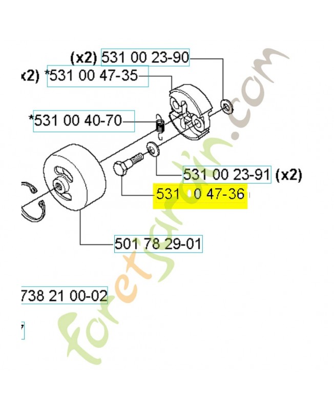 Boulon 531004736. Pièce de rechange Husqvarna