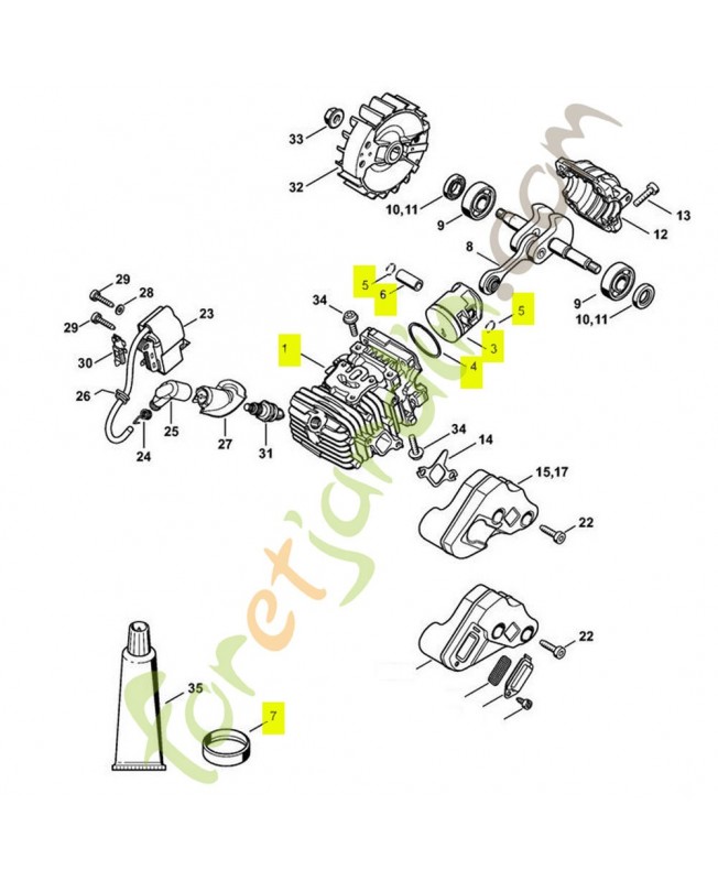 Cylindre avec piston ø 37 mm