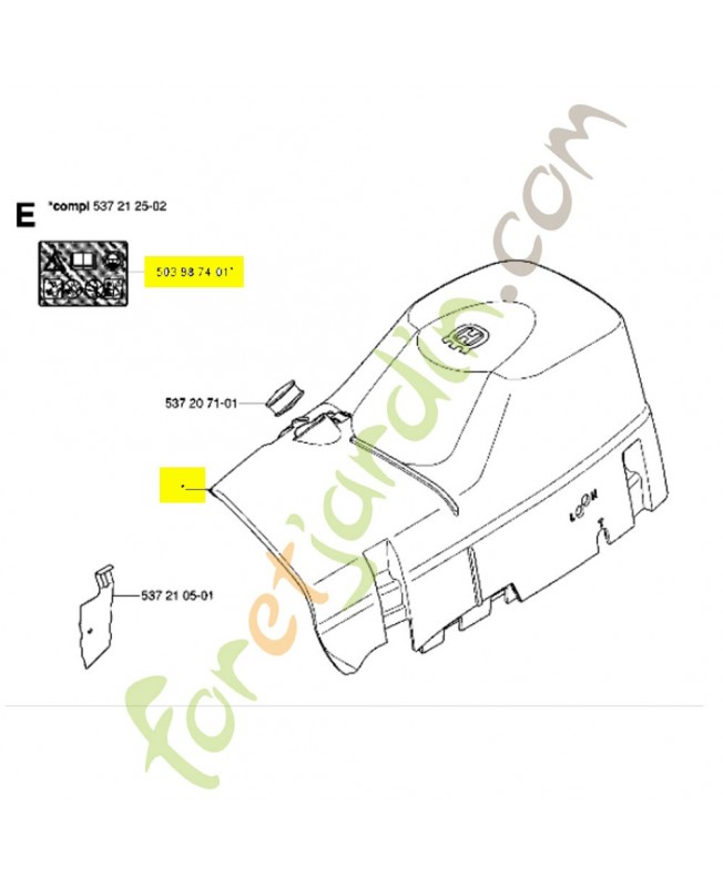 capot cylindre 537212502 . Pièce de rechange Husqvarna