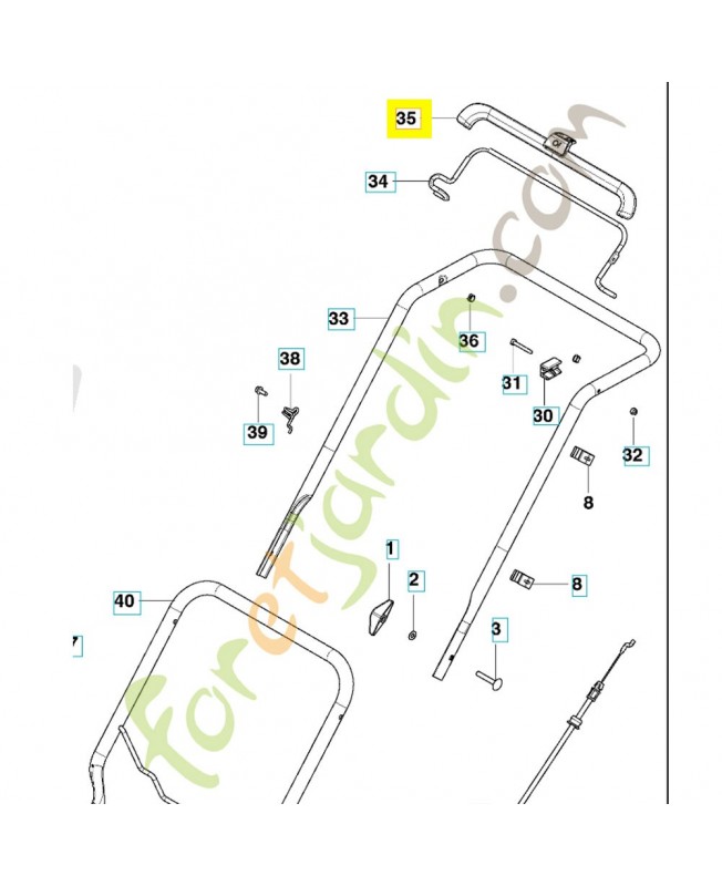 Poignée ergonomique 587102502. Pièce détachée Husqvarna