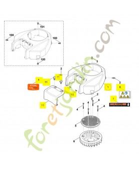 Capot de canalisation d'air 0004-080-0900. Pièce détachée Stihl / Vicking
