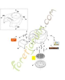 Grille de ventilateur 0004-084-1201. Pièce détachée Stihl / Vicking