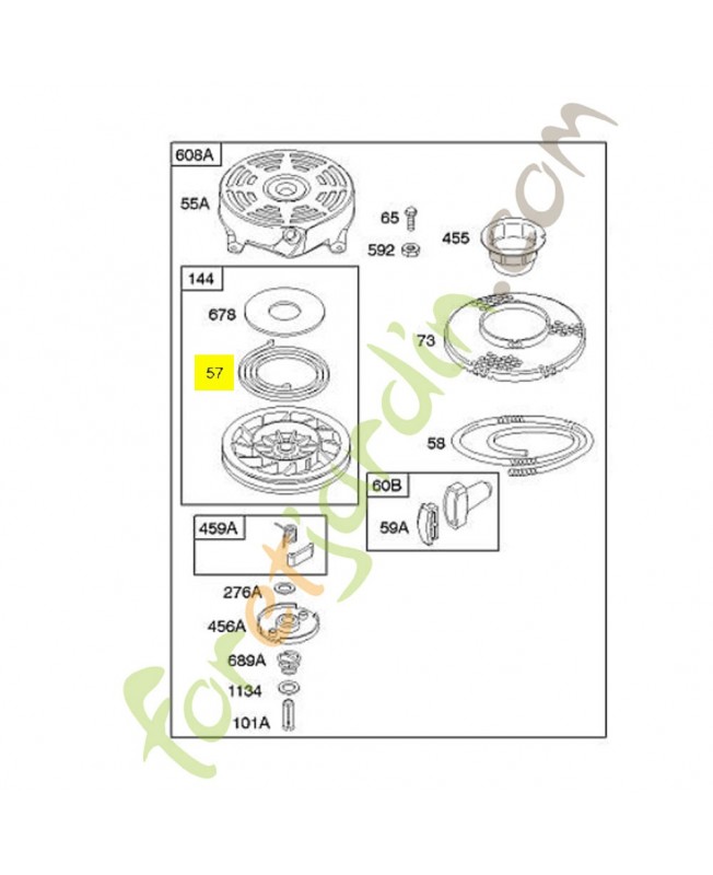 491889 Ressort de démarreur 0003-000-0185. Pièce de rechange pour moteur thermique Briggs et Straton