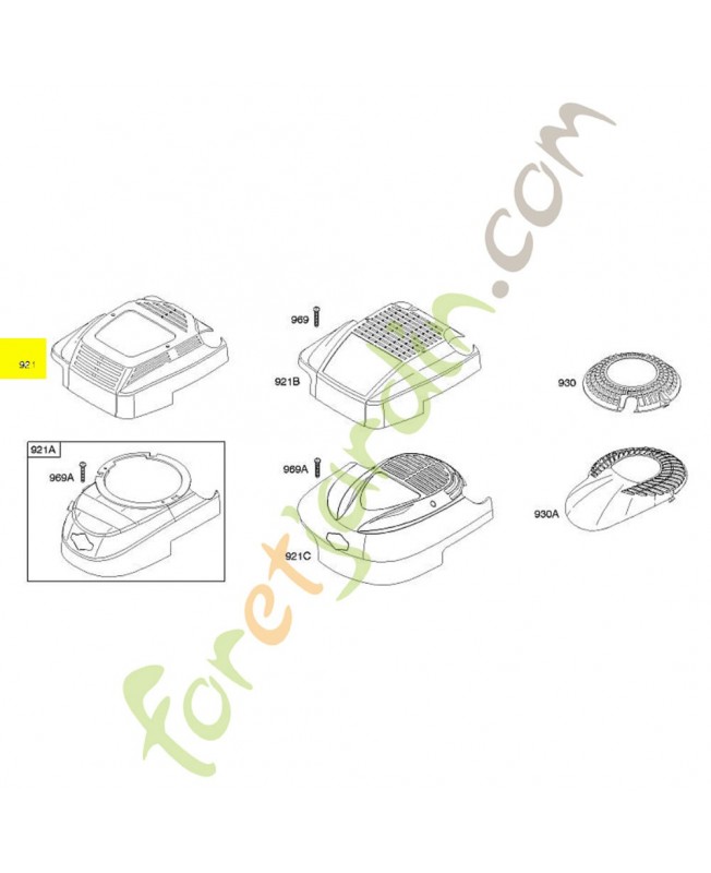 497233 Capot carter lanceur 0003-000-0286. Pièce de rechange pour moteur thermique Briggs et Straton