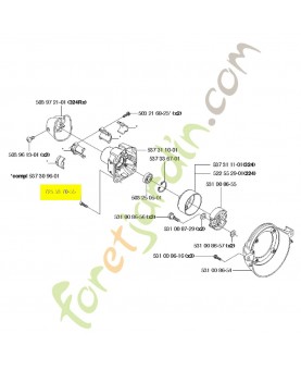 Vis 6x20 725537055. Pièce de rechange Husqvarna Remplace référence 501364940 ; 503200037