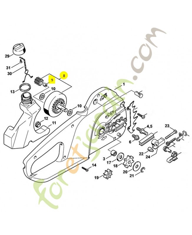 Couronne dentée 1208-640-7550. Pièce détachée Stihl / Vicking