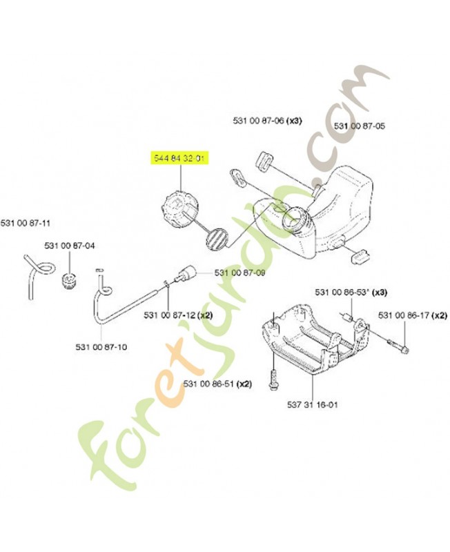 Bouchon de reservoir 544843201. Pièce de rechange Husqvarna