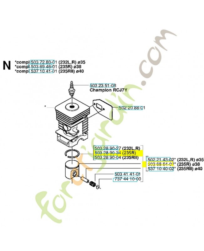 Piston 503686402. Pièce de rechange Husqvarna