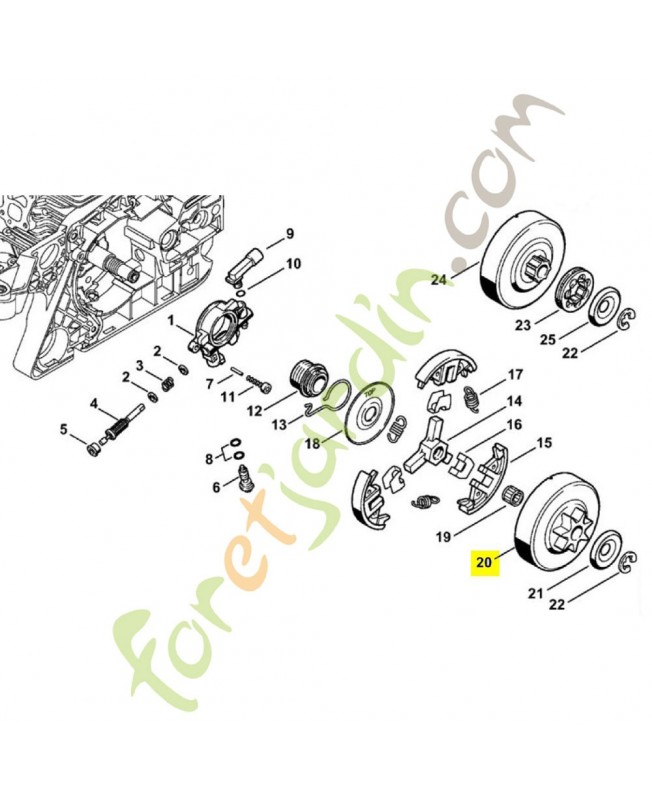 Pignon 3/8 7 dts 1140-640-2000. Pièce détachée Stihl 