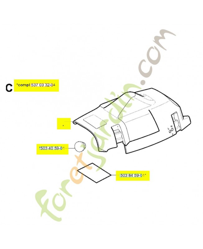 Capot cylindre 537033204. Pièce de rechange Husqvarna