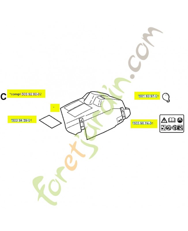 Capot cylindre 503928002. Pièce de rechange Husqvarna