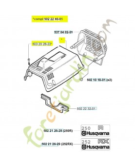 Capot cylindre 502224605. Pièce de rechange Husqvarna