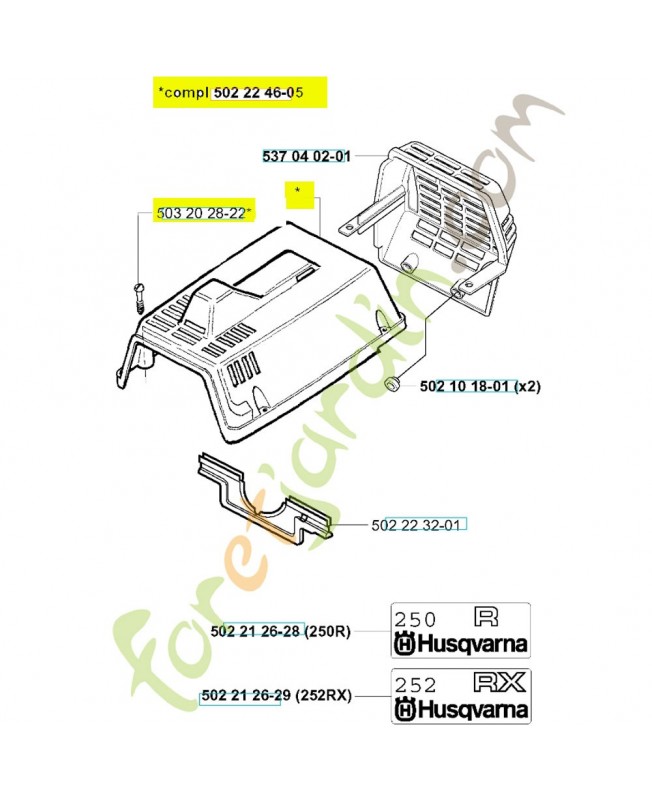 Capot cylindre 502224605. Pièce de rechange Husqvarna Capot cylindre 502224605. Pièce de rechange Husqvarna