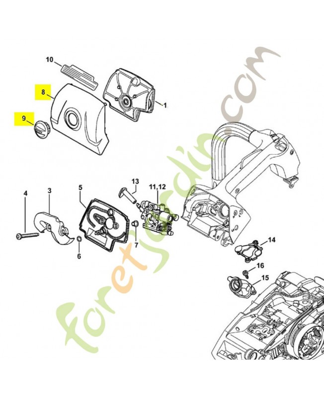 Couvercle carter carburateur 1146-140-1900. Pièce détachée Stihl / Vicking