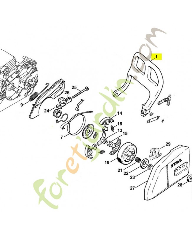 Protège main 017/018 1130-792-9100. Pièce détachée Stihl / Vicking