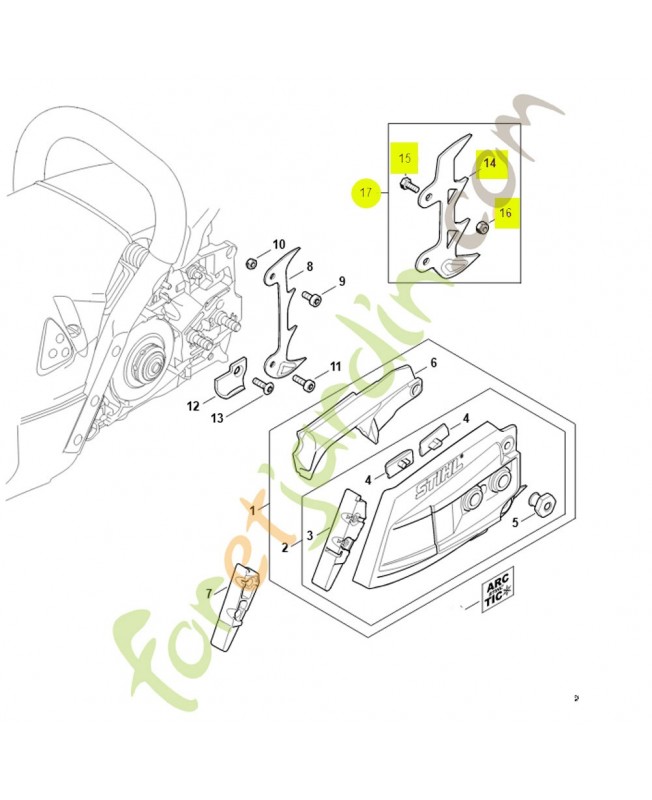 Griffe 0000-660-0801. Pièce détachée Stihl