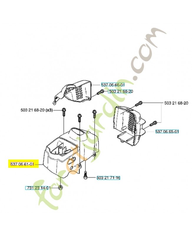 Capot cylindre 537066101. Pièce de rechange Husqvarna