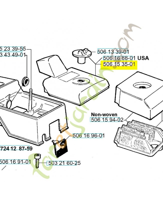 Capot de filtre 506153501. Pièce de rechange Husqvarna