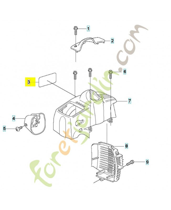 Autocollant capot cylindre 537353336. Pièce de rechange Husqvarna