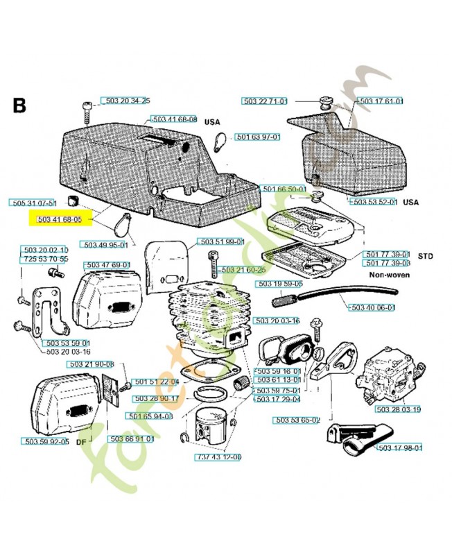 Capot cylindre 503416805. Pièce de rechange Husqvarna