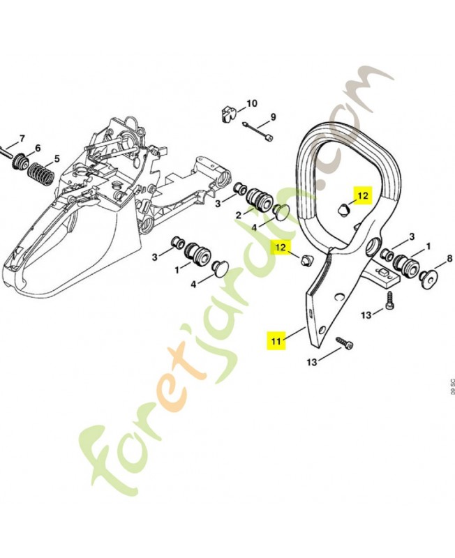 Poignée tubulaire 1133-790-1700. Pièce détachée Stihl / Vicking