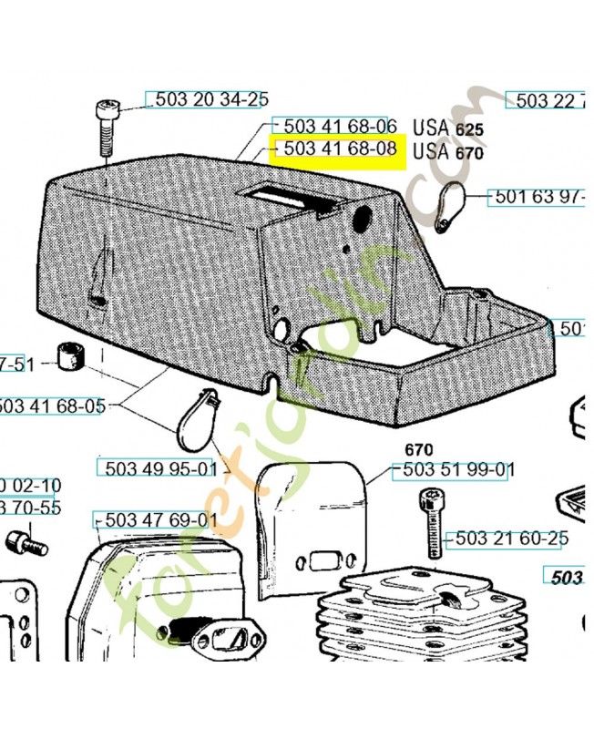 Capot cylindre 503416808. Pièce de rechange Husqvarna