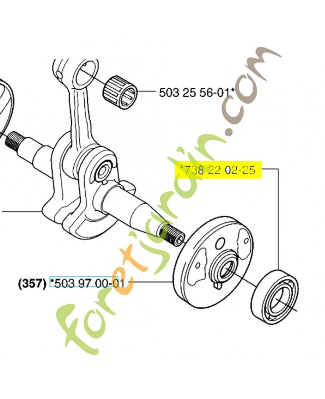 Roulement a billes 738220225. Pièce de rechange Husqvarna