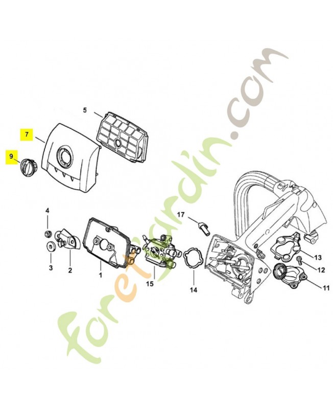Couvercle carter carburateur 1137-140-1902. Pièce détachée Stihl