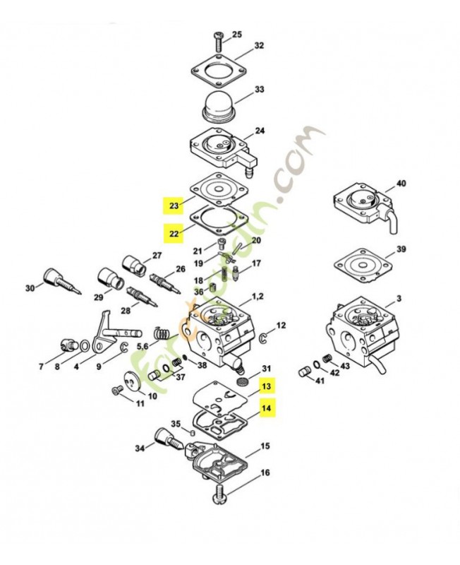 Jeu pieces carburateur référence 4228-007-1051 stihl