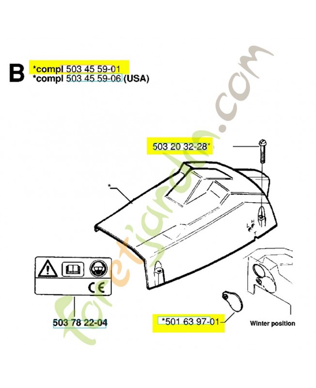 Capot cylindre 503455901. Pièce de rechange Husqvarna Capot cylindre 503455901. Pièce de rechange Husqvarna