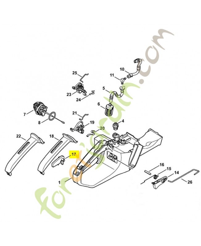Levier d’arrêt 1138-182-0800. Pièce détachée Stihl 