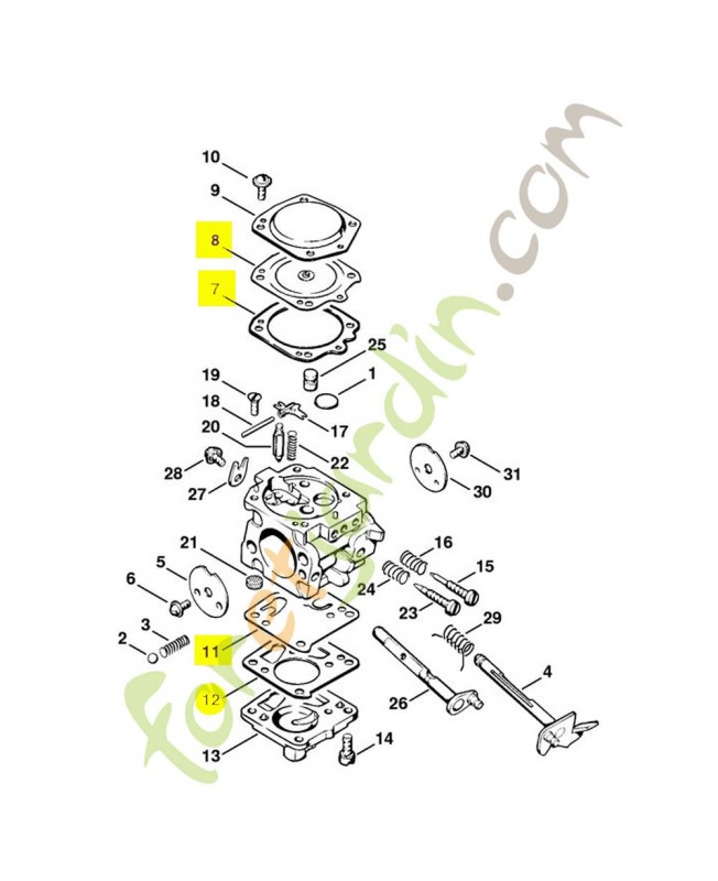 Jeu de pièces carburateur 1115-007-1060. Pièce détachée Stihl / Vicking