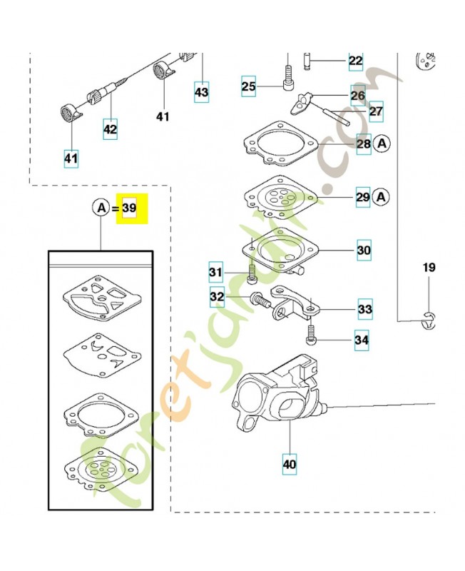 Kit membrane 527661601 et 522640201  . Pièce de rechange Husqvarna