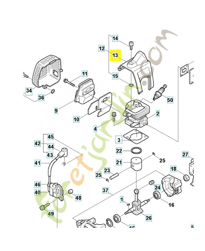 Capot de cylindre 544295302. Pièce de rechange Husqvarna