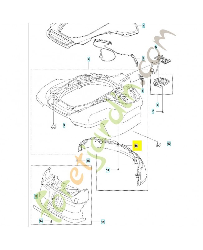Capot protection carter 593117401. Pièce détachée Husqvarna