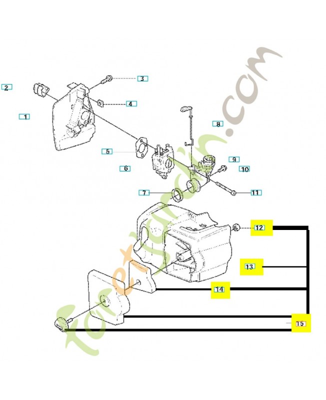 capot cylindre complet 537412004. Pièce de rechange Husqvarna