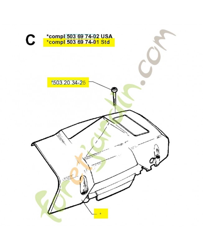 Capot cylindre 503697401. Pièce de rechange Husqvarna