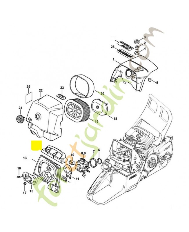 Déflecteur d'air 1128-141-6302. Pièce détachée Stihl / Vicking
