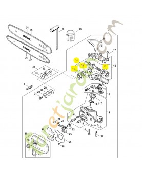 Jeu de pignons. Pièce détachée Stihl référence 4182-640-7315