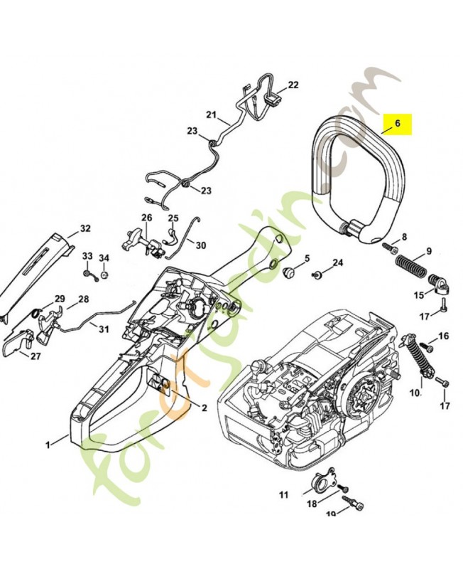 Poignée tubulaire 1145-791-1701. Pièce détachée Stihl / Vicking