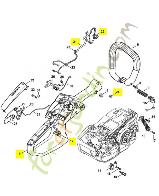 Carter de poignée 1145-790-1050. Pièce détachée Stihl / Vicking