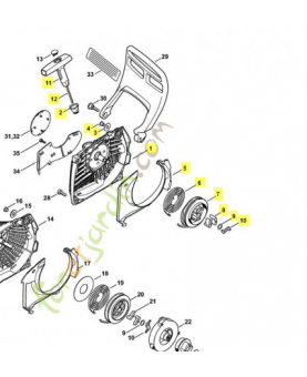 Carter ventilateur avec lanceur 1141-080-2104. Pièce détachée Stihl / Vicking