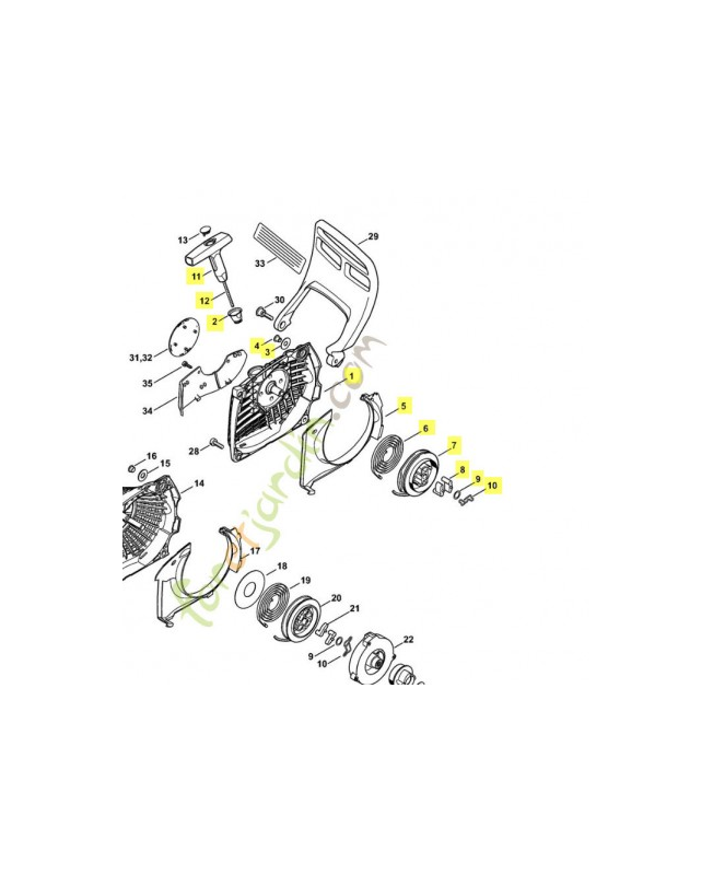 Carter ventilateur avec lanceur 1141-080-2104. Pièce détachée Stihl / Vicking Carter ventilateur avec lanceur 1141-080-2104. Pièce détachée Stihl / Vicking