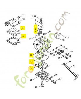 Jeu pièces carburateur 1121-007-1062. Pièce détachée Stihl / Vicking