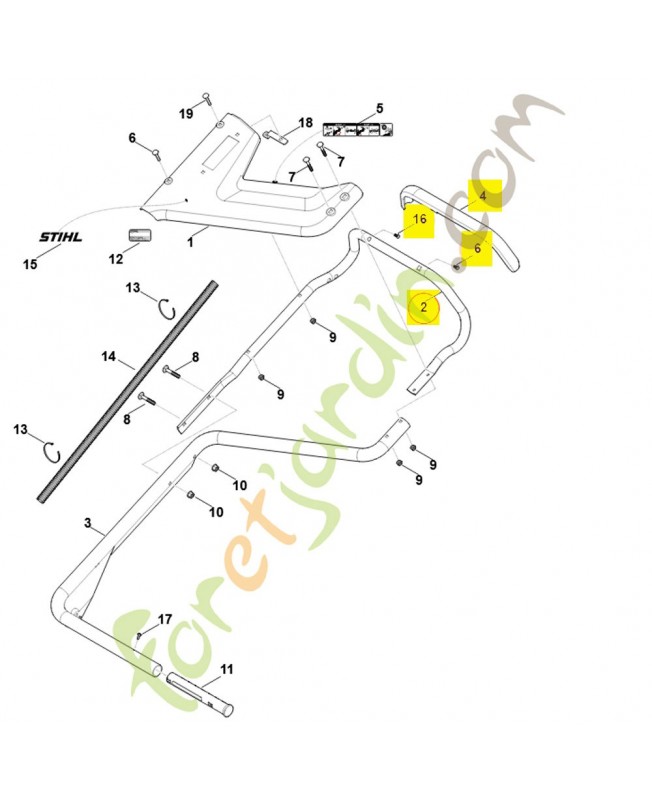 Partie supérieur du guidon 6378-780-3090. Pièce détachée Stihl / Vicking