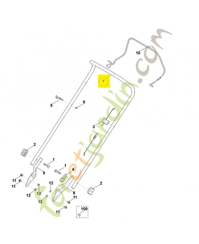 Partie supérieure guidon 6350-763-5005. Pièce de rechange Sithl / Vicking